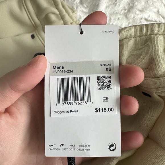 Nike Tech Men's Fleece Joggers Sweatpants Light Khaki/Black HV0959-234 Sz XS NEW - Picture 4 of 4